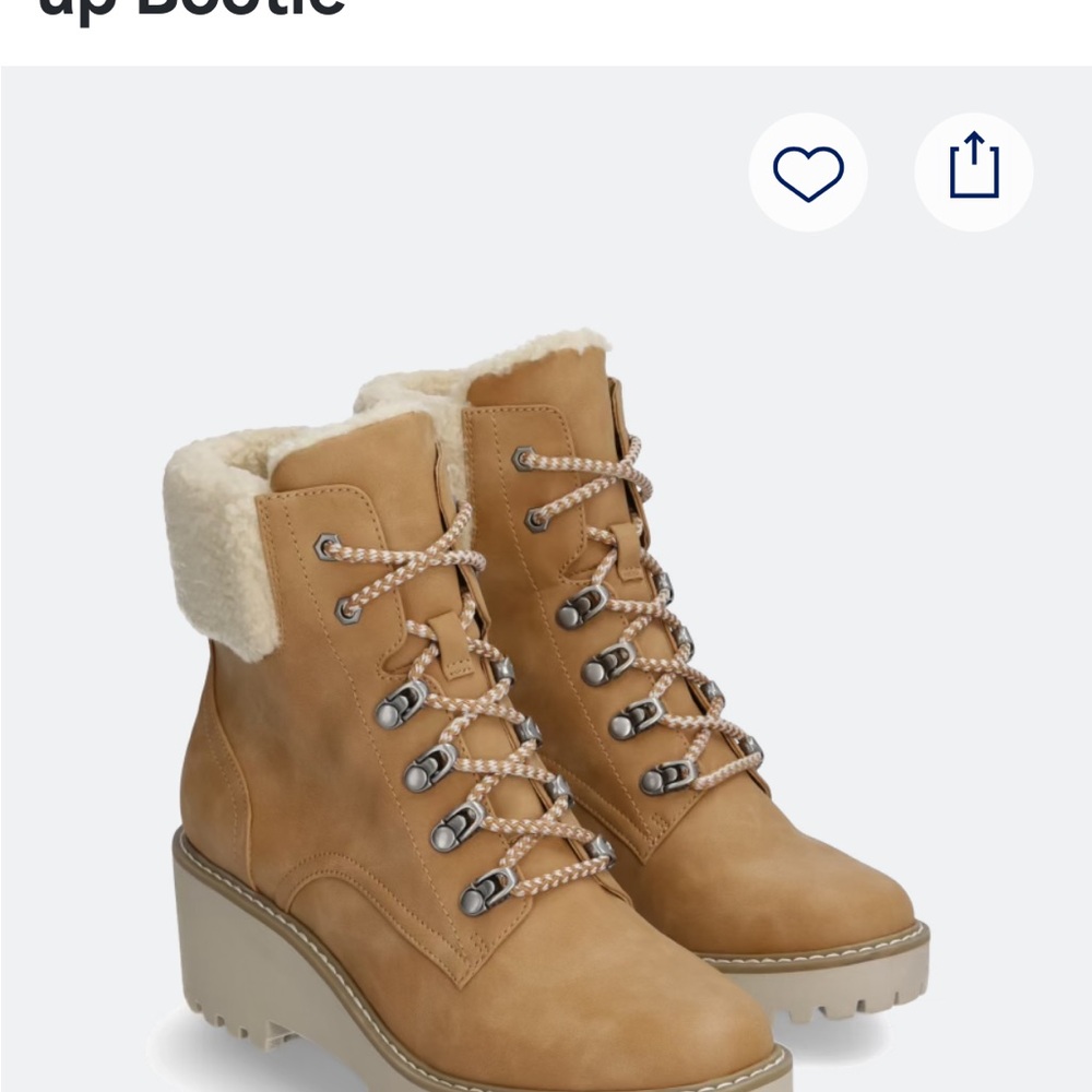 DV by Dolce Vita Russit Shearling Tan Lace-Up Bootie 7.5